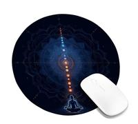 Tapis de Souris Rond antidérapant avec Motif Mandala Bleu Cosmique et méditation Chakra, idéal pour la Pratique de la Pleine Conscience, Les études et la décoration de la Maison et du Bureau, 20 x