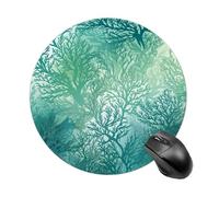 Tapis de souris rond antidérapant et imperméable avec motif d'algues vertes et bleues, idéal pour le travail, le bureau, la maison, les jeux vidéo, les ordinateurs portables, pour hommes et femmes, pe