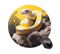 Tapis de souris rond antidérapant et imperméable en forme de python jaune et blanc, idéal pour le travail, le bureau, la maison, les jeux vidéo, les ordinateurs portables, pour hommes et femmes, petit