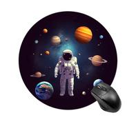 Tapis de souris rond Astronaute Système solaire Planètes Tapis de souris de jeu lisse Tapis de souris extra densité portable confortable pour bureau, maison, bureau, 20 x 20 cm