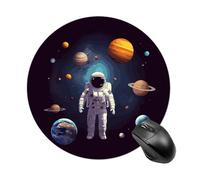 Tapis de souris rond Astronaute Système solaire Planètes Tapis de souris de jeu lisse Tapis de souris extra densité portable confortable pour bureau, maison, bureau, 20 x 20 cm