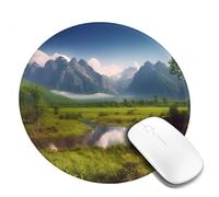 Tapis de souris rond avec base en caoutchouc antidérapant, beau paysage avec bords cousus pour souris sans fil, ordinateur portable, bureau à domicile, 20,3 cm