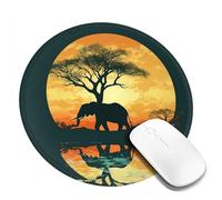 Tapis de souris rond avec base en caoutchouc antidérapant, beau tapis de souris d'éléphant avec bords cousus pour souris sans fil, ordinateur, ordinateur portable, bureau à domicile, 20,3 cm