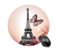 Tapis de souris rond avec base en caoutchouc antidérapant et motif papillon pour ordinateur portable, bureau, maison, 19,8 x 20,8 cm