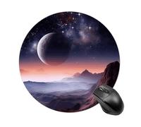 Tapis de souris rond avec base en caoutchouc antidérapant | Galaxy Nature Planet Tapis de souris imperméable avec bord cousu surface lisse pour bureau maison 20 x 20 cm