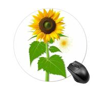 Tapis de souris rond avec base en caoutchouc antidérapant, protection de bureau, petit tournesol et mauvaises herbes, tapis de souris amusant pour bureau, ordinateur de travail, ordinateur portable