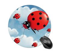 Tapis de souris rond avec base en caoutchouc antidérapant, protection de bureau, petite coccinelle et nuage, tapis de souris pour bureau, ordinateur de travail, ordinateur portable, maison, 19,8 x