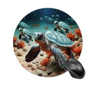 Tapis de souris rond avec base en caoutchouc antidérapant, protection de bureau, petite tortue, étoile de mer, tapis de souris pour bureau, ordinateur de travail, ordinateur portable, maison, 20 x 20