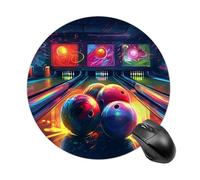 Tapis de souris rond avec base en caoutchouc antidérapant, protection de bureau, tapis de souris amusant avec petites boules de bowling pour bureau, ordinateur de travail, ordinateur portable, maison