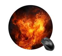 Tapis de souris rond avec base en caoutchouc antidérapant, protection de bureau, tapis de souris amusant à petite flamme rugissante pour bureau, ordinateur de travail, ordinateur portable, maison