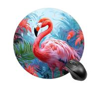 Tapis de souris rond avec base en caoutchouc antidérapant, tapis de souris de protection de bureau, petit flamant rose peint amusant pour bureau, ordinateur de travail, ordinateur portable, maison