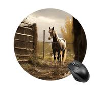 Tapis de souris rond avec base en caoutchouc antidérapant, tapis de souris de protection de bureau, petite clôture et cheval amusant pour bureau, ordinateur de travail, ordinateur portable, maison