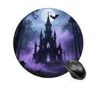 Tapis de souris rond avec château de sorcière, tapis de souris professionnel en caoutchouc antidérapant, étanche, bon cadeau pour le travail de bureau et les accessoires informatiques à domicile