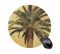 Tapis de souris rond avec motif palmier tropical, glisse lisse, tapis de souris extra dense, portable, confortable pour bureau, maison, bureau, 20 x 20 cm