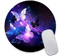Tapis de souris rond avec motif papillons nocturnes brillants, beau tapis de souris avec motif, base en caoutchouc antidérapant, tapis de souris de bureau imperméable, petite taille 20 x 0,3 cm