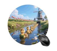 Tapis De Souris Rond Canards en File Indienne Résistant À Usure avec Bord Cousu Tapis Souris, pour Jeux, Maison, Ordinateur Portable, Ordinateur, 20cm