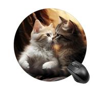 Tapis de souris rond Cat Kiss - Glisse - Extra dense - Portable et confortable - Pour bureau, maison, bureau - 20 x 20 cm