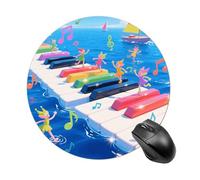 Tapis de souris rond coloré avec motif de notes de piano, base antidérapante en caoutchouc, petit tapis de souris amusant pour le bureau et les jeux, accessoire décoratif pour ordinateur, 19,8 cm (7
