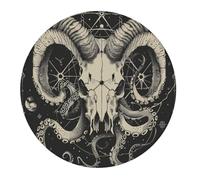 Tapis De Souris Rond Crâne De Chèvre, Style Occulte Et Géométrie Sacrée Résistant À Usure Moderne Tapis De Souris D'Ordinateur, pour Maison, Jeux, Ordinateur, Ordinateur Portable, 20cm