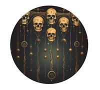 Tapis De Souris Rond Crâne De Mort, Géométrie Sacrée Mystérieuse, Vintage avec Bord Cousu Lavable Tapis De Souris Antidérapant, pour Jeux, Ordinateur, Maison, Ordinateur Portable, 20cm