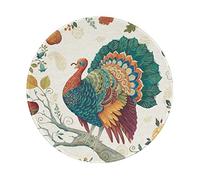 Tapis de souris rond de 20,3 cm avec imprimé dinde de Thanksgiving