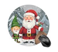 Tapis de souris rond de Noël traditionnel - Glisse - Extra dense - Portable et confortable - Pour bureau, maison, bureau - 20 x 20 cm