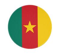 Tapis de souris rond Drapeau du Cameroun 20,3 cm Base en caoutchouc antidérapant - Idéal pour le bureau et les jeux, tapis de souris de bureau