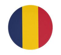 Tapis de souris rond drapeau du Tchad, base en caoutchouc antidérapant, idéal pour le bureau et les jeux, tapis de souris de bureau 20,3 cm