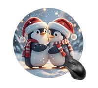 Tapis de souris rond Embracing Penguins - Glisse - Extra dense - Portable et confortable - Pour bureau, maison, bureau - 20 x 20 cm