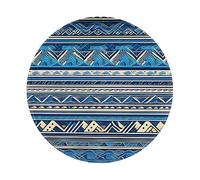 Tapis de souris rond en caoutchouc antidérapant avec imprimé tribal maori polynésien bleu, 20 x 20 cm pour ordinateur de bureau