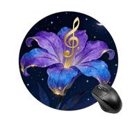 Tapis de souris rond en caoutchouc antidérapant avec motif fleur de vigne