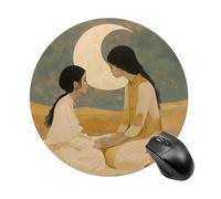 Tapis de souris rond en caoutchouc antidérapant de 19,8 cm, tapis de souris de jeu et de bureau, deux femmes dans le désert, contrôle fluide pour ordinateur portable, imperméable et design portable