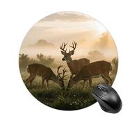 Tapis de souris rond en caoutchouc antidérapant de 19,8 cm, tapis de souris de jeu et de bureau, tapis de souris de chasse à l'herbe de cerf, contrôle fluide pour ordinateur portable, imperméable et