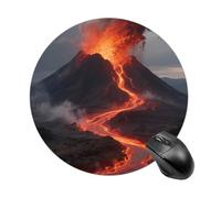 Tapis de souris rond en caoutchouc antidérapant de 19,8 cm, tapis de souris de jeu et de bureau, tapis de souris Volcano, contrôle fluide pour ordinateur portable, étanche et portable
