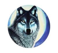 Tapis de souris rond en caoutchouc antidérapant imprimé d'un seul côté Motif loup sous la lune 20,3 cm