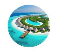 Tapis de souris rond en caoutchouc antidérapant imprimé d'un seul côté Motif paysage des Maldives 20,3 cm
