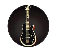 Tapis de souris rond en caoutchouc antidérapant imprimé d'une seule face Motif guitare Noir 20,3 cm