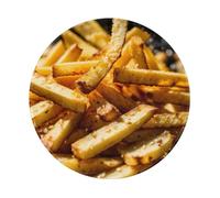 Tapis de souris rond en caoutchouc antidérapant imprimé Fast Food, 20 x 20 cm pour ordinateur de bureau de jeu