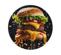 Tapis de souris rond en caoutchouc antidérapant imprimé Fast Food, 20 x 20 cm pour ordinateur de bureau de jeu