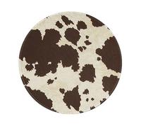 Tapis de souris rond en caoutchouc antidérapant imprimé fourrure de vache 20 x 20 cm pour ordinateur de bureau