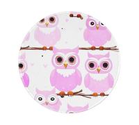 Tapis de souris rond en caoutchouc antidérapant imprimé hibou mignon 20,3 cm