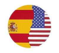 Tapis de souris rond en caoutchouc antidérapant imprimé sur un seul côté avec drapeau américain de l'Espagne 20,3 cm