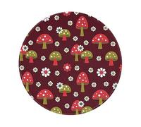 Tapis de souris rond en caoutchouc antidérapant Motif champignons lumineux 20 x 20 cm pour ordinateur de bureau