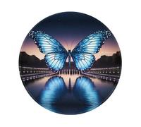 Tapis de souris rond en caoutchouc antidérapant Motif papillon géant sur l'eau 20,3 cm
