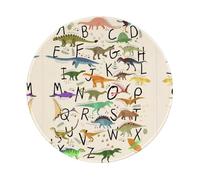 Tapis de souris rond en caoutchouc antidérapant pour apprendre l'alphabet avec dinosaures - Durable et confortable pour le bureau, les jeux et l'apprentissage - 8 en 1 pièce
