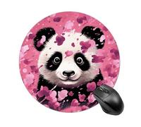 Tapis de souris rond en coton rose panda lisse pour jeu, tapis de souris extra densité, portable, confortable pour bureau, maison, bureau, 20 x 20 cm