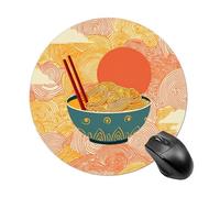 Tapis de souris rond en forme de bol de nouilles - Étanche - Avec base en caoutchouc antidérapant - Pour ordinateur portable et bureau - 20 cm