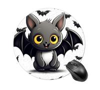 Tapis de souris rond en forme de chauve-souris mignonne - Tapis de souris de jeu extra dense portable et confortable pour bureau, maison, bureau - 20 x 20 cm