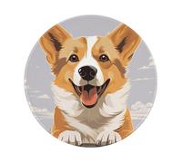 Tapis de souris rond en forme de chien corgi gallois avec coutures anti-effilochage, tapis de souris de jeu imperméable pour homme et femme, base en caoutchouc antidérapant, accessoires de bureau