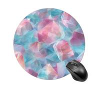 Tapis de souris rond en forme de fragments de cristal pastel - Étanche - Avec base en caoutchouc antidérapant - Pour ordinateur portable et bureau - 20 cm